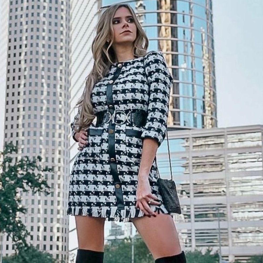 Black and white mini dress